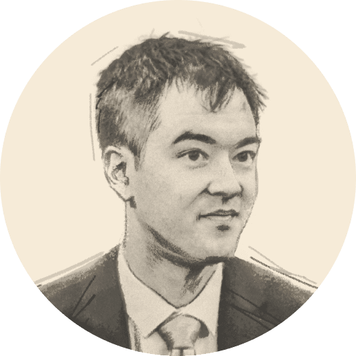 Sketch portrait of a man in a suit and tie.